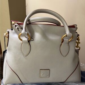 Dooney & Bourke Off-White Satchel with Gold Accents